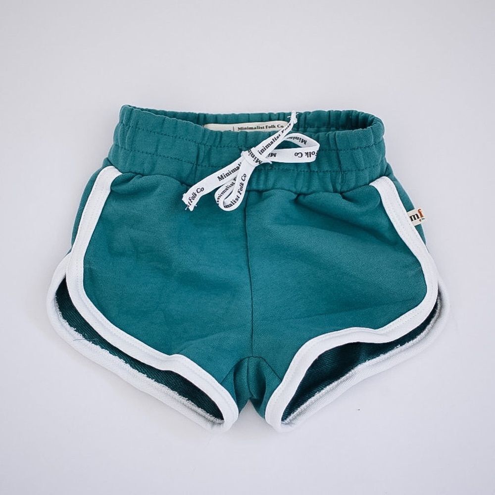 Minimalist Folk TRACK SHORTS IN SAGE GREEN Sz 3Y